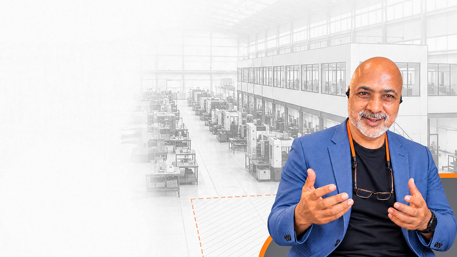 Minish Umrani, Founder of OptiSpace, in a factory